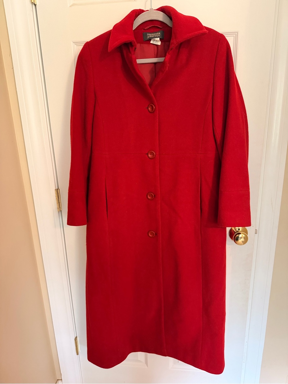 Vintage Harve Benard Red Single-Breasted Wool Pea Coat